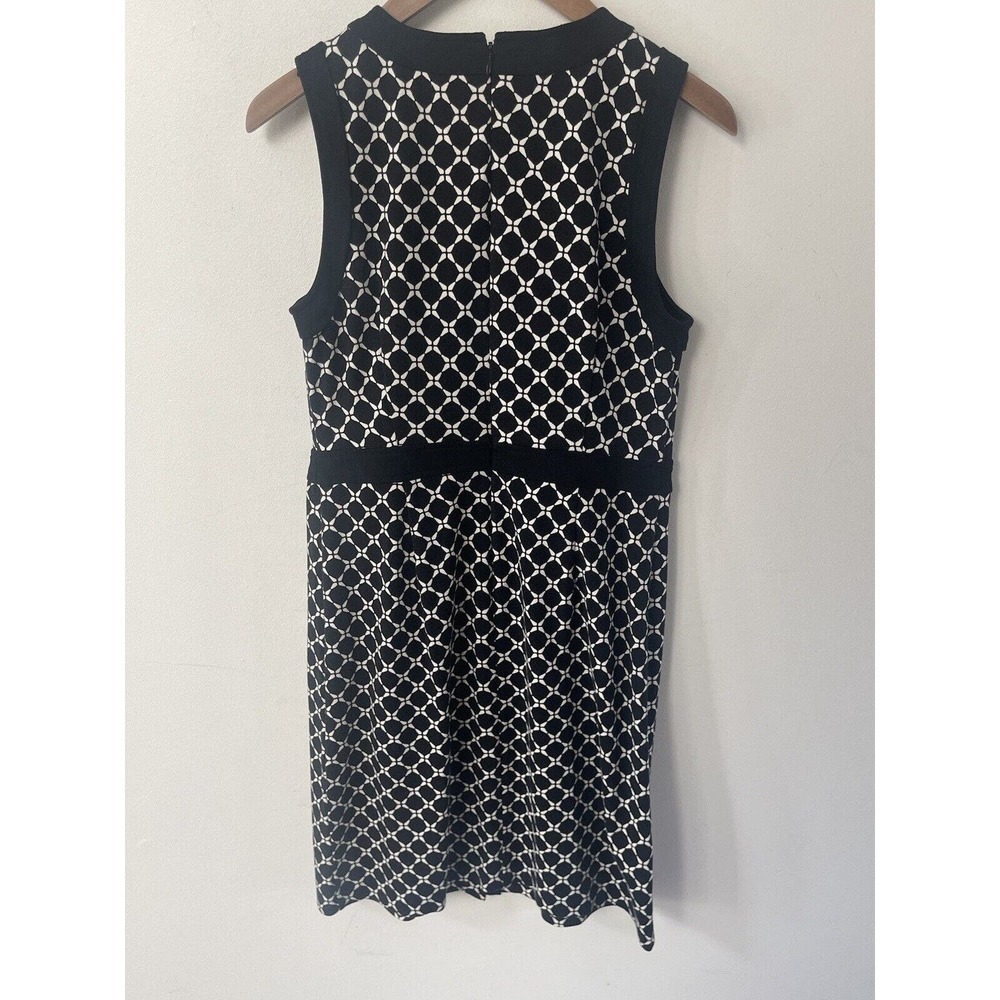 Talbots Womens Black White Patterned Sheath Dress MIDI Size 10P Sleeveless - Picture 9 of 14